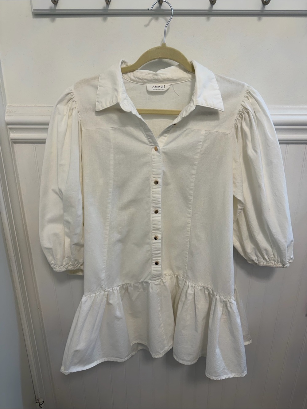 Showpo Cream Ruffled Button-Front Peplum Mini Dress